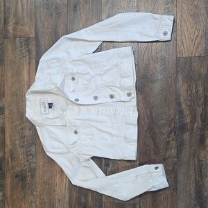 Rue21 Distressed White Cropped Denim Jacket